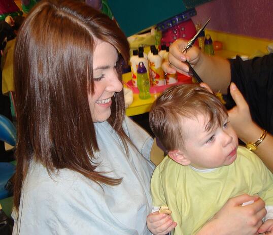 First Haircut on Mom's Lap First Haircut on Mom's Lap